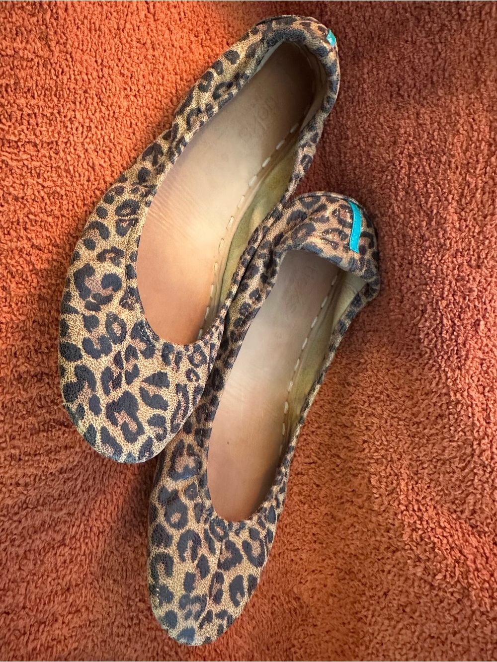 Tieks Leopard Print Ballet Flats with Turquoise Insole